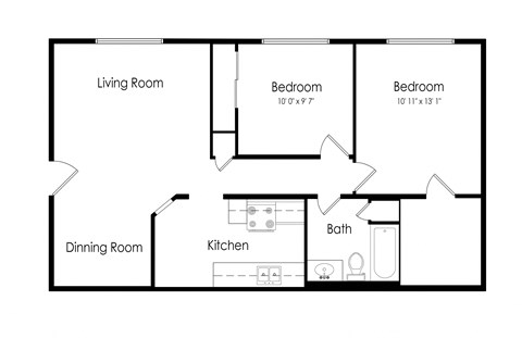 2 Bedroom 1 Bath A